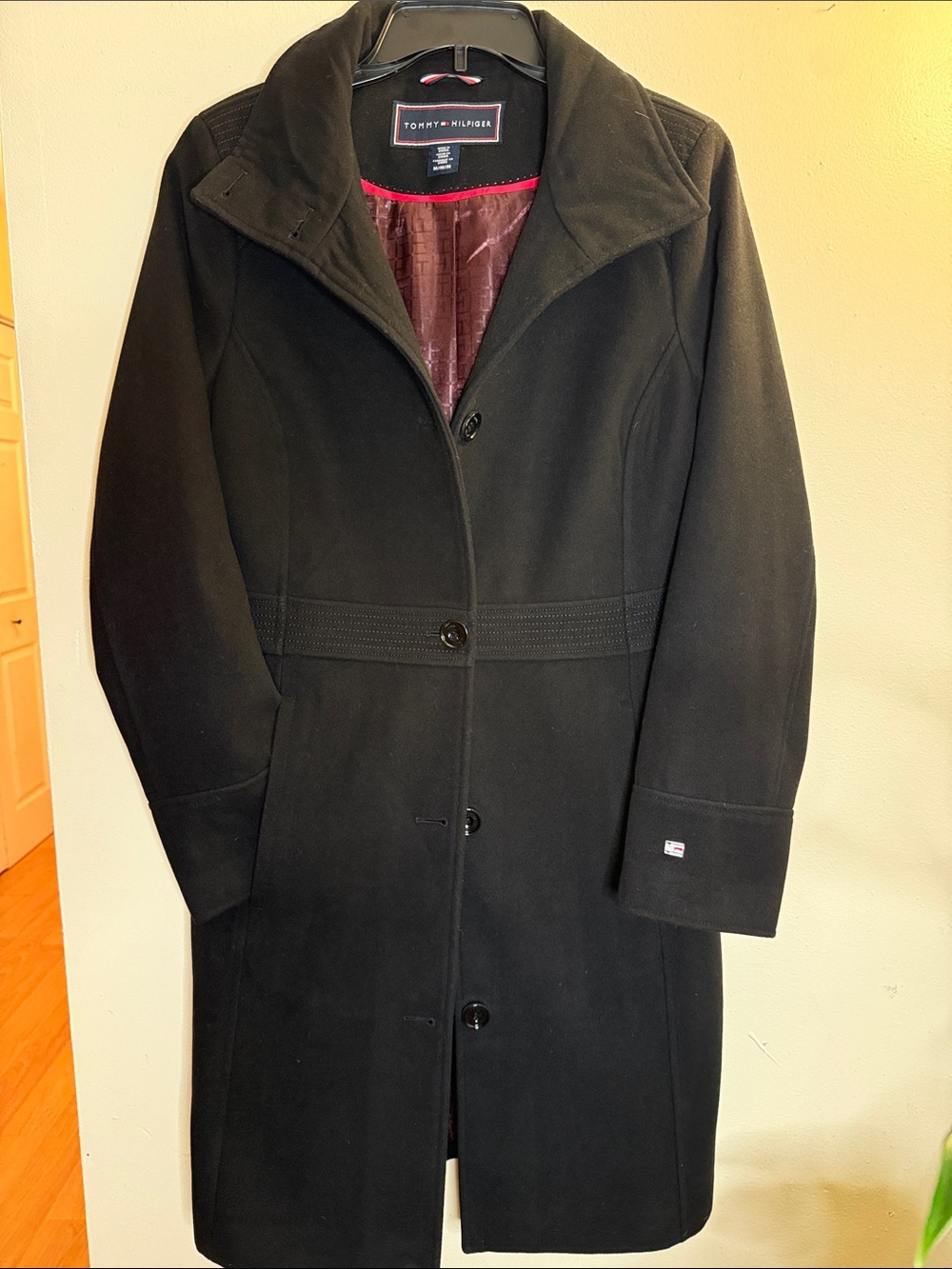 Tommy Hilfiger Black Longline Tailored Walking Coat Women’s M